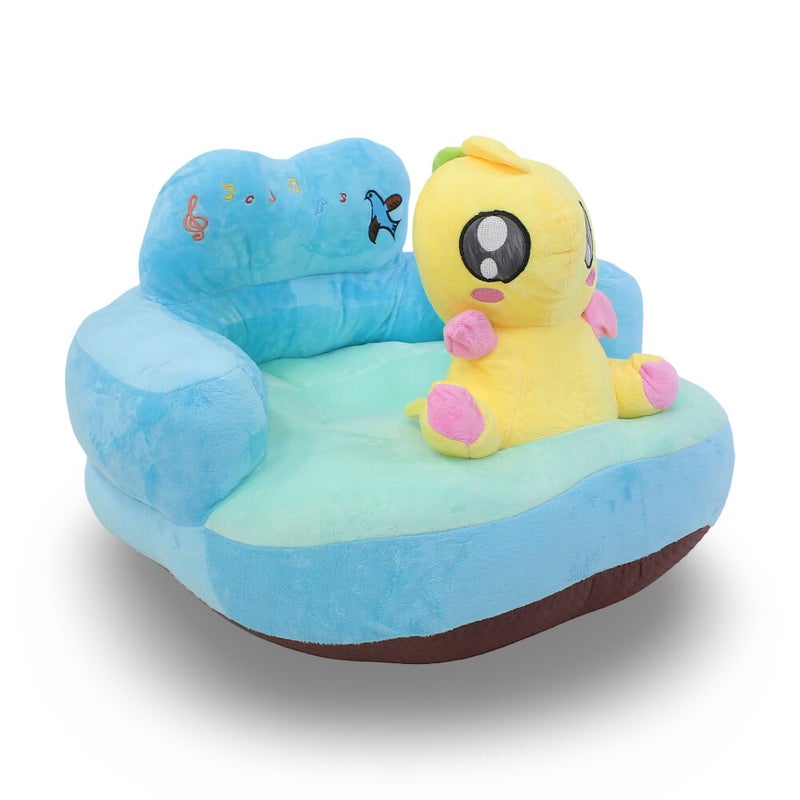 Kids Plush Ride-On Seat with Backrest – Light Blue