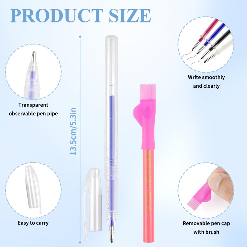 Okxiri Fabric Markers Kit for Sewing & Quilting-10 Pcs Tailorâ€™s Chalks, 4 Pcs Heat Erasable Pens with Refills and 3 Pcs Water Soluble Fabric Pencils, Sewing Accessories Supplies - Image 3