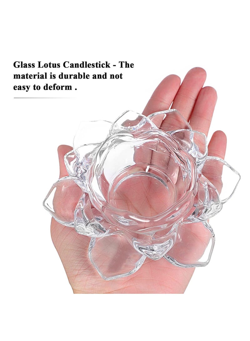 Lotus Candle Holders, Crystal Tealight Candle Holders, Decorative Candlestick Stands, Glass Candlestick Decor  for Home Dinner, Wedding Party 4Pcs  - Image 5