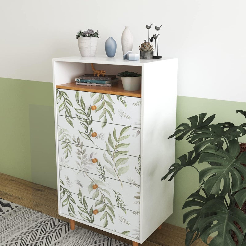 Laatse Green Leaf Wallpaper Peel and Stick 17.5" x 393" Floral Leaf Contact Paper Vintage Self Adhesive Wallpaper, Waterproof, Vinyl Wall Covering for Bedroom Cabinet Countertop Decor - Image 3