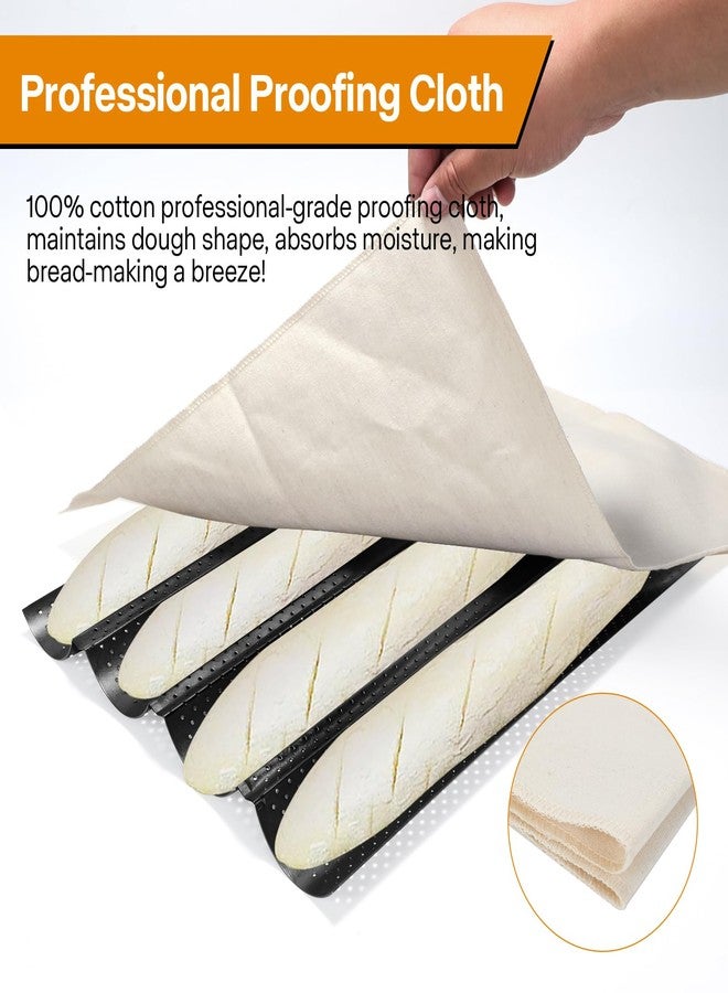 Spmarkt 4-Slot French Baguette Pan Set, Non-Stick French Bread Pan, Baguette Baking Pan with Proofing Cloth, Bread Lame, Home Baking Tools Kit for Homemade Bread - Image 4