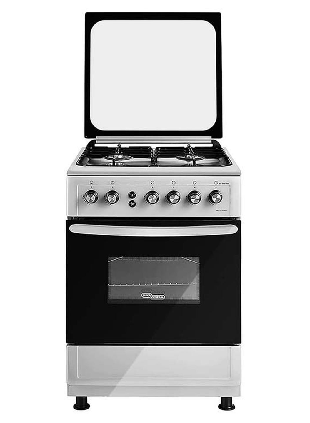 4 Burner Gas Grill Oven 60 x 60 cm ,Full-Safety, Stainless-Steel Cooker, Gas Oven With Rotisserie, Automatic Ignition SGC6470MSFS Black/Silver