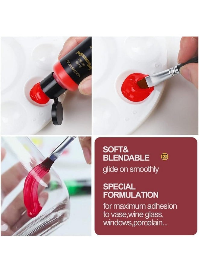 Colorful Stain Glass Paint Set With 6 Brushes 1 Palette & 1 Sponge 26 Colors Waterproof Permanent Glass Painting Kit For Arts On Wine Glassesbottle And Windows  - Image 4