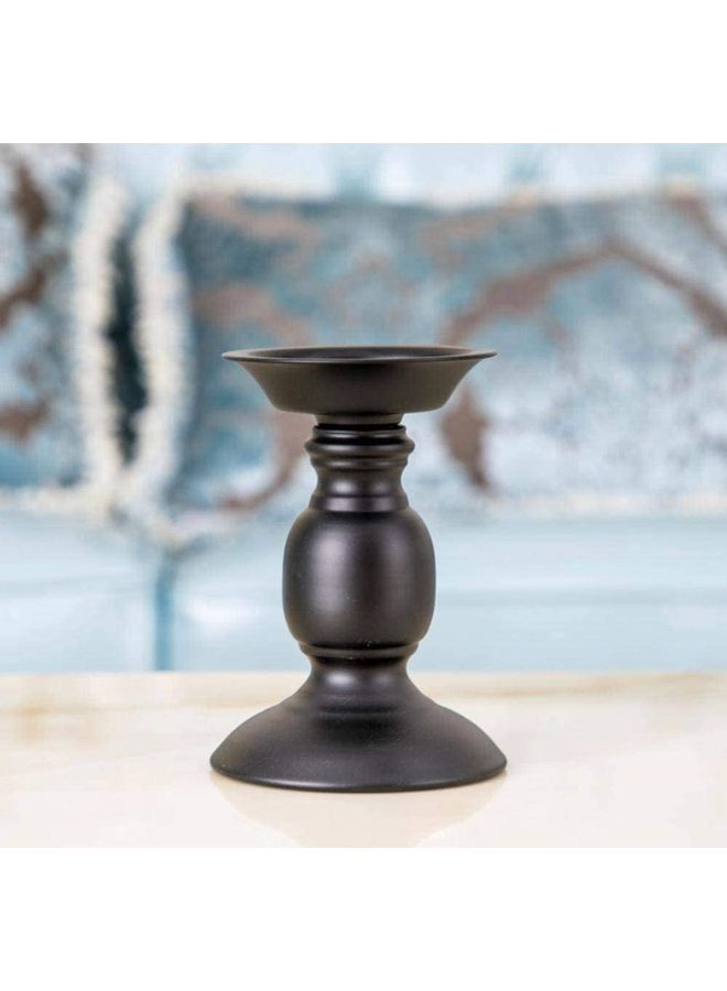 2-Piece Iron Pillar Candle Holders Black 16x11cm - Image 3
