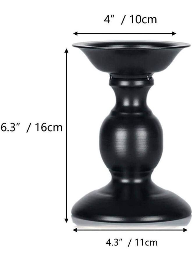 2-Piece Iron Pillar Candle Holders Black 16x11cm - Image 2