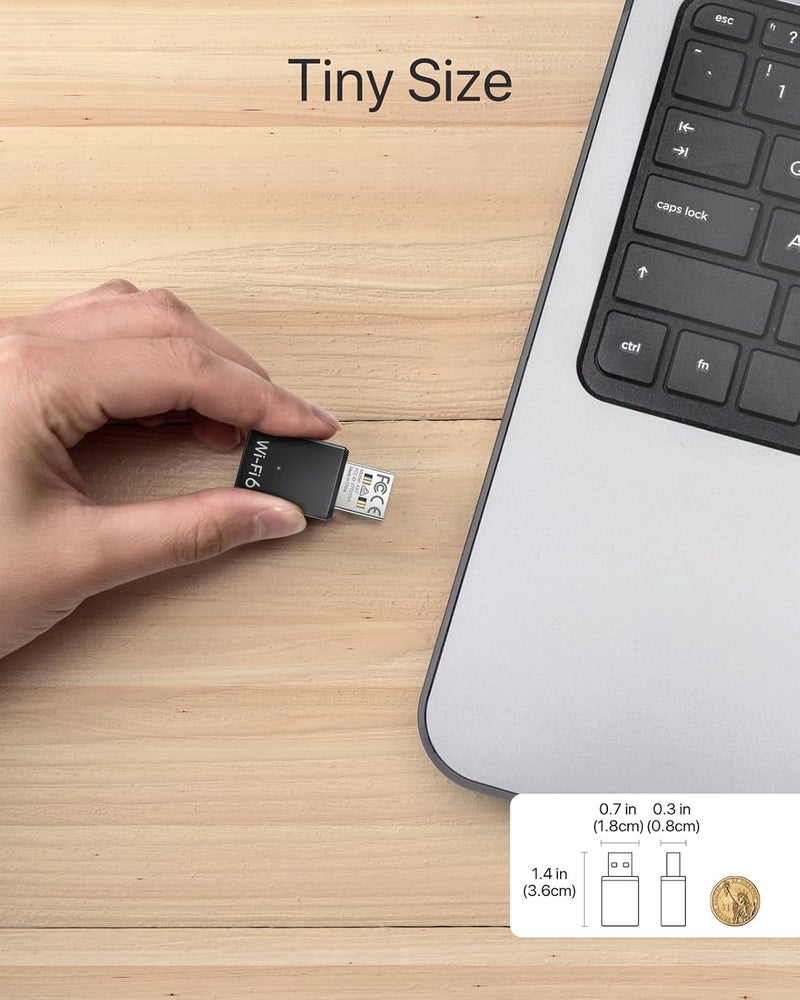 BrosTrend AX900 USB WiFi Adapter for Desktop PC Laptop, Mini WiFi 6 Adapter for Windows 11/10/7, Wi-Fi 6 USB Dongle Dual Band 5GHz 600Mbps + 2.4GHz 286Mbps, Wireless Dongle, Wi-Fi Stick USB2.0 - Image 3