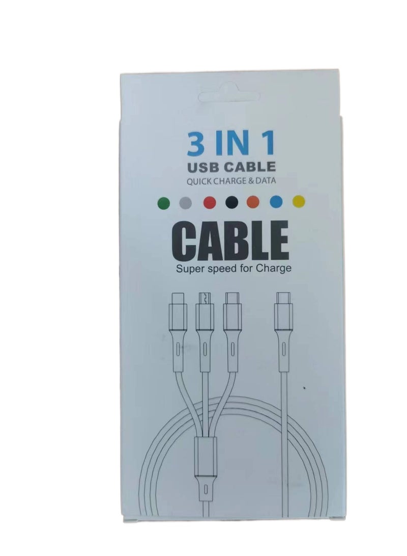 3-in-1 Super Fast Charging Data Cable Gift Charging Cable Multifunctional USB Weaving Green 1.2M - Image 4