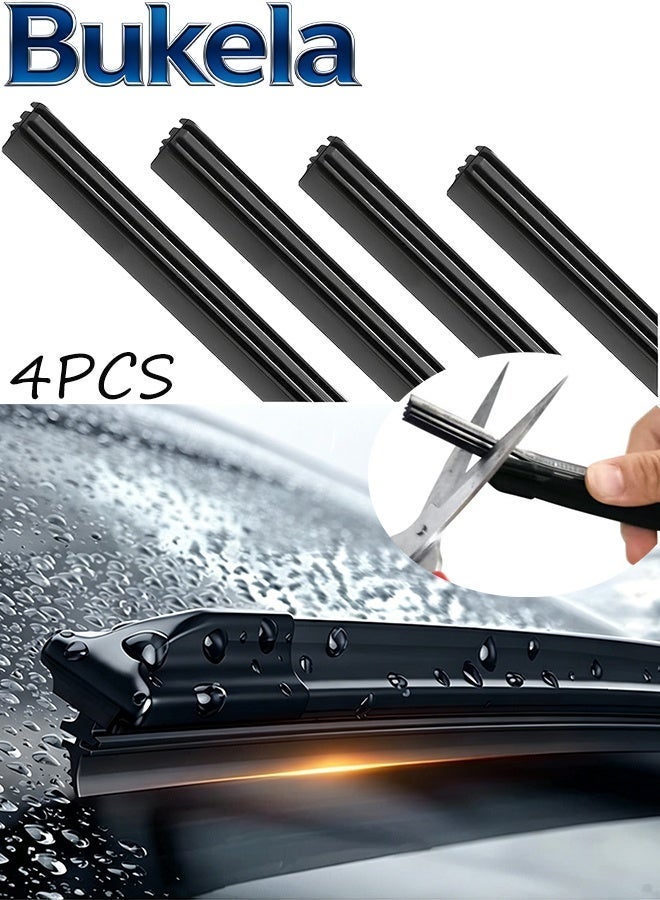 Bukela 4PCS Car Wiper Blade Windshield Wiper Blade Refills Natural Rubber Wiper Strips 32 Inch (800mm) – Cut to Size, Noise-Free, Streak-Free Car Wiper Replacement for Cars, SUVs, Vans & Trucks - Image 1