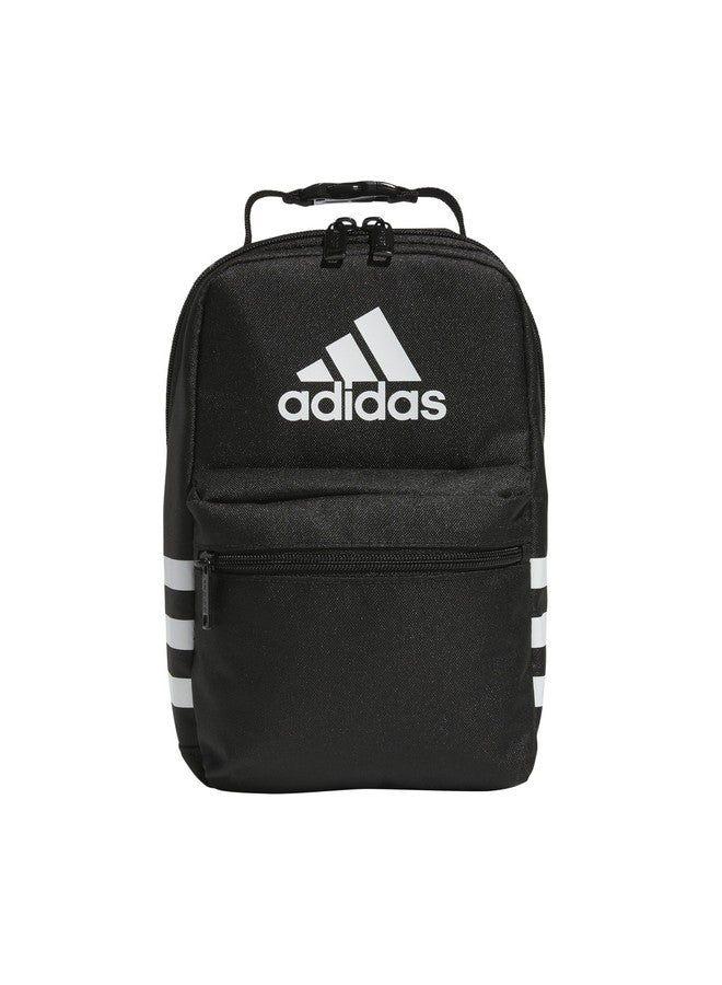 Adidas adidas Santiago Bag Cooler, Insulated Food Container, Adult Lunch Boxes for Women and Men with Mesh Pocket, Black/White, One Size  - Image 1