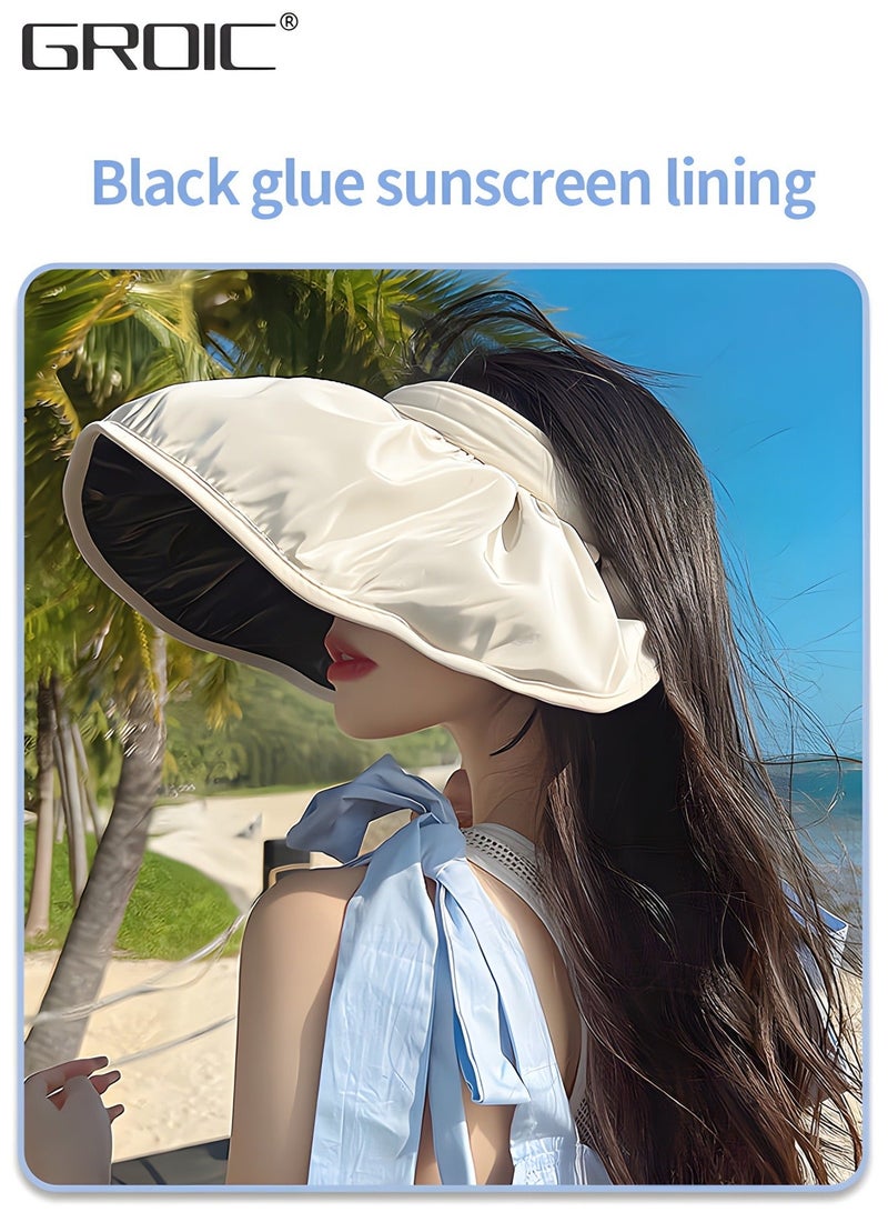 GROIC Sun Visor Hat for Women with Wide Brim UV Protection Golf Cap Tennis Running Sunshade Hat, Outdoor Sports Accessories - Image 2