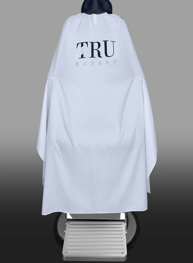 TRU BARBER Silicone neck cape, 100% Polyester, light weight cape and Waterproof, Professional Salon Cape with Snap Closure Hair Salon Cutting Cape, Barber Cape, Barbershop cape, 50" x 58ââ‚¬Â (White) - Image 2