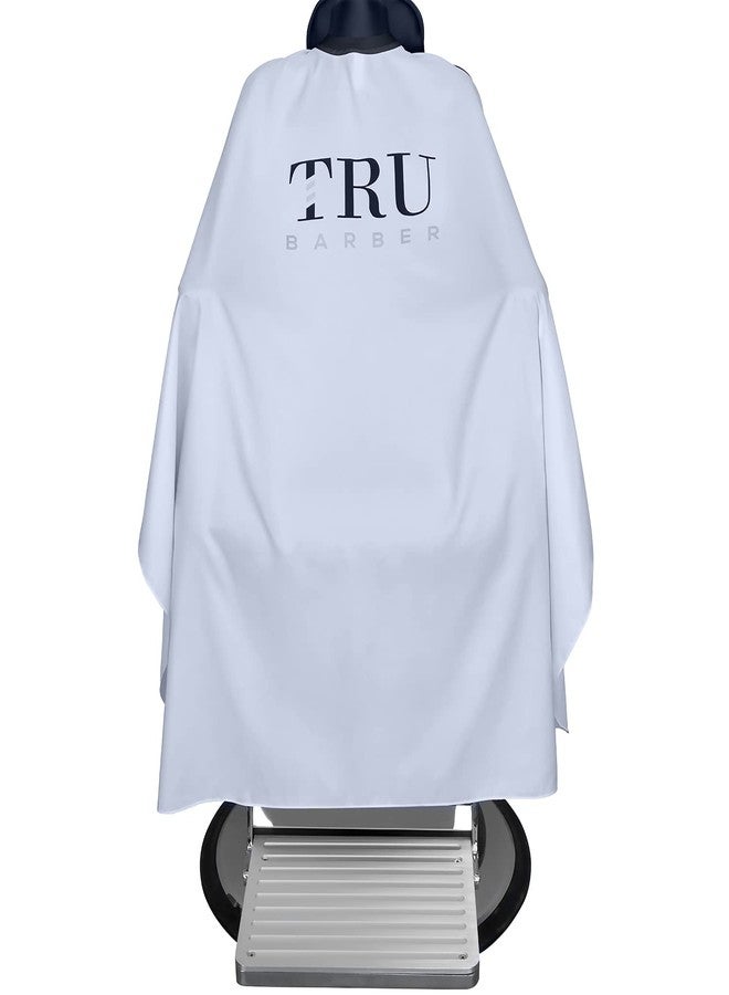 TRU BARBER Silicone neck cape, 100% Polyester, light weight cape and Waterproof, Professional Salon Cape with Snap Closure Hair Salon Cutting Cape, Barber Cape, Barbershop cape, 50" x 58ââ‚¬Â (White) - Image 1