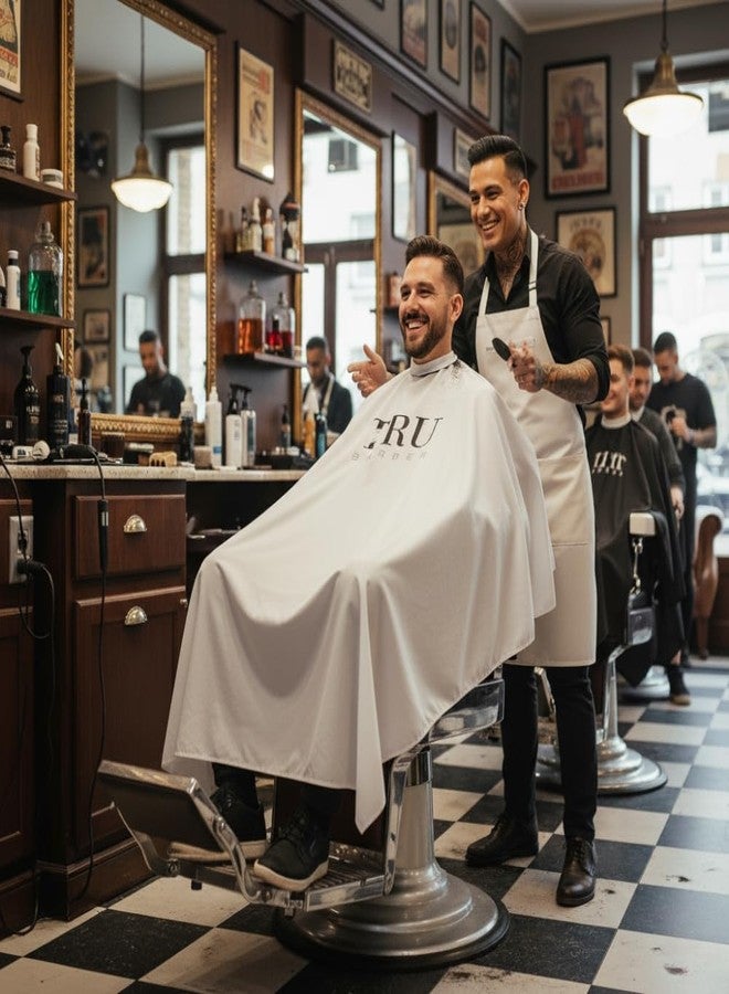 TRU BARBER Silicone neck cape, 100% Polyester, light weight cape and Waterproof, Professional Salon Cape with Snap Closure Hair Salon Cutting Cape, Barber Cape, Barbershop cape, 50" x 58ââ‚¬Â (White) - Image 5