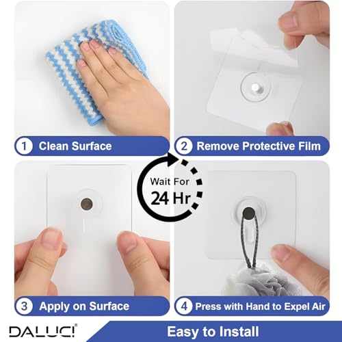 DALUCI Photo Frame Hook for Wall Without Drilling – 20 Pcs Self Adhesive Heavy Duty Hooks, Nail Free Transparent & Stainless Steel Hanging Hooks for Frames, Clocks, Kitchen & Bathroom (Pack of 20) - Image 2