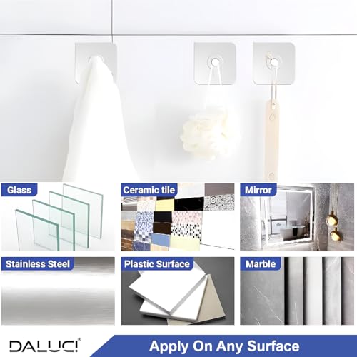 DALUCI Photo Frame Hook for Wall Without Drilling – 20 Pcs Self Adhesive Heavy Duty Hooks, Nail Free Transparent & Stainless Steel Hanging Hooks for Frames, Clocks, Kitchen & Bathroom (Pack of 20) - Image 3