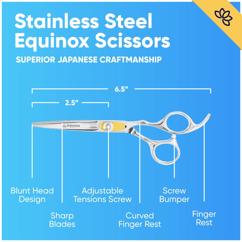 Equinox International Equinox Professional Razor Edge Series Barber Hair Cutting Scissors - Japanese Stainless Steel Salon Scissors - 6.5â€ Overall Length - Fine Adjustment Tension Screw - Premium Shears for Hair Cutting - Image 2