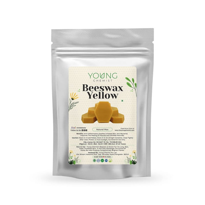 YOUNG CHEMIST Natural Unrefined Raw Yellow Beeswax for Candle Making, Home and Kitchen Project Use and, Body Care 100 GM - Image 1