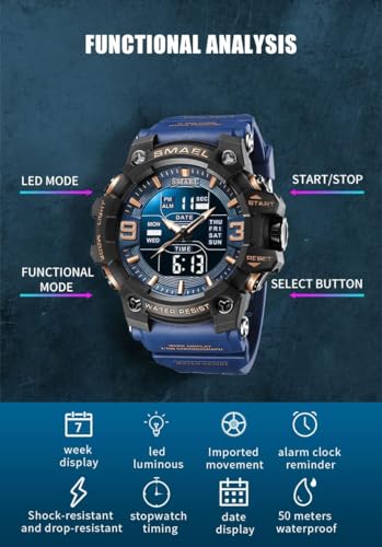Gosasa Men's Watches Multi Function Military S-Shock Sports Watch LED Digital Waterproof Alarm Watches - Image 4