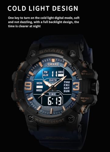 Gosasa Men's Watches Multi Function Military S-Shock Sports Watch LED Digital Waterproof Alarm Watches - Image 5
