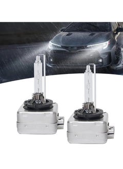 2 Pcs Car HID Xenon Bulb, D1S 6000K High Beam Xenon Headlight Replacement Bulb, with Ring and Metal Base, Plug and Play, High Beam Low Beam Bulb Replacement, Universal for Cars