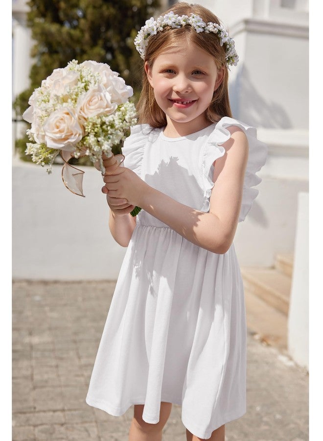Arshiner Toddler Girl Dresses Ruffle Sleeve Dress for Girls Kids Summer Casual Beach Backless Sundresses Toddler White Dress 3T - Image 2