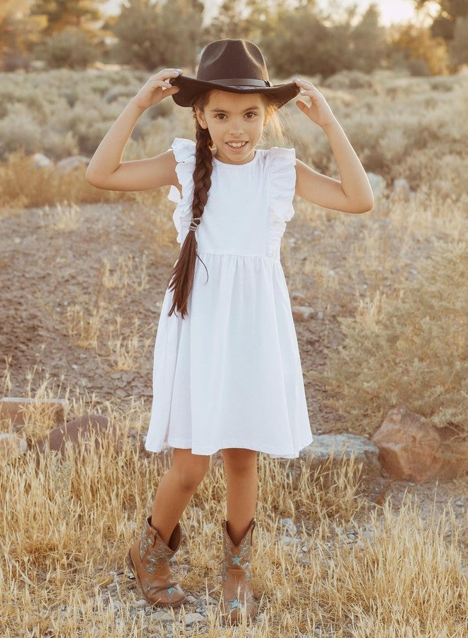 Arshiner Toddler Girl Dresses Ruffle Sleeve Dress for Girls Kids Summer Casual Beach Backless Sundresses Toddler White Dress 3T - Image 4