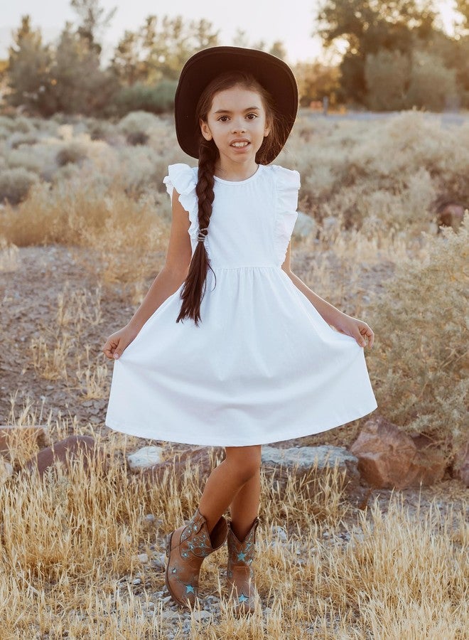 Arshiner Toddler Girl Dresses Ruffle Sleeve Dress for Girls Kids Summer Casual Beach Backless Sundresses Toddler White Dress 3T - Image 5