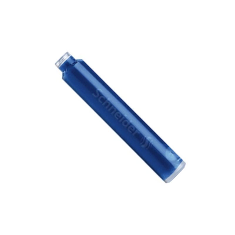 Schneider Ink Cartridge, Standard Format, Ball Closure, Refill for Fountain and Cartridge Rollerball Pens, Blue Ink, Box of 6 Cartridges (6603)