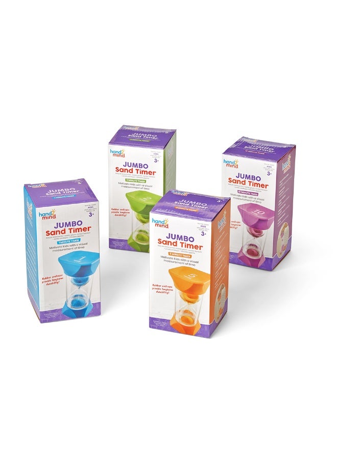Learning Resources Jumbo Sand Timer Bundle, Colourful Hourglass Timers For Kids To Learn Time Management, 1, 2, 5, And 10 Minute Timers, Ages 3+ - Image 2