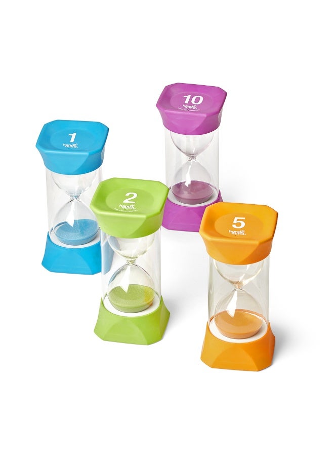 Learning Resources Jumbo Sand Timer Bundle, Colourful Hourglass Timers For Kids To Learn Time Management, 1, 2, 5, And 10 Minute Timers, Ages 3+ - Image 1