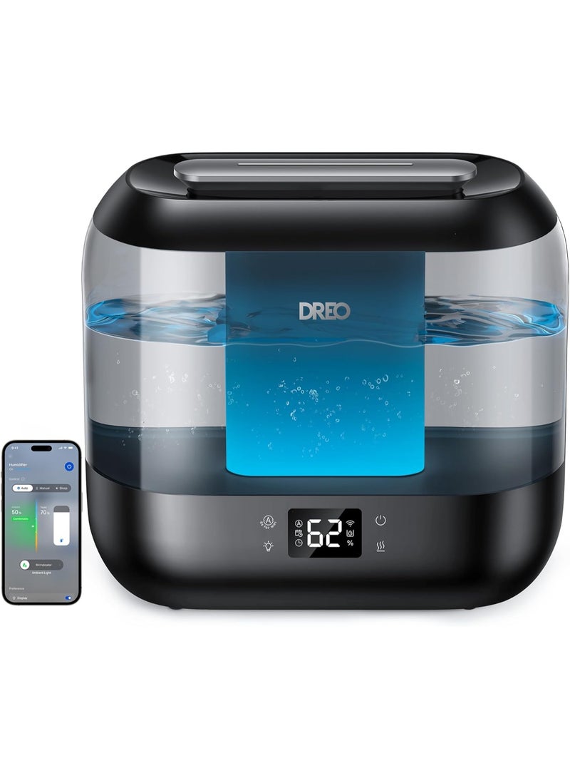 DREO Smart Humidifier for Bedroom Baby, 4L Cool Mist Humidifiers for Home, 28dB Quiet Humidifier, LED Display, Humidity Sensor, Oil Diffuser, 36H Runtime, Nightlight, Top Fill, Touch/APP/Voice Control | Top Fill, Quiet Sleep 28 dB, 36H Runtime for large room, Touch/APP/Voice Control, Nightlight, ideal for Baby, Plants, Nursery - Image 1