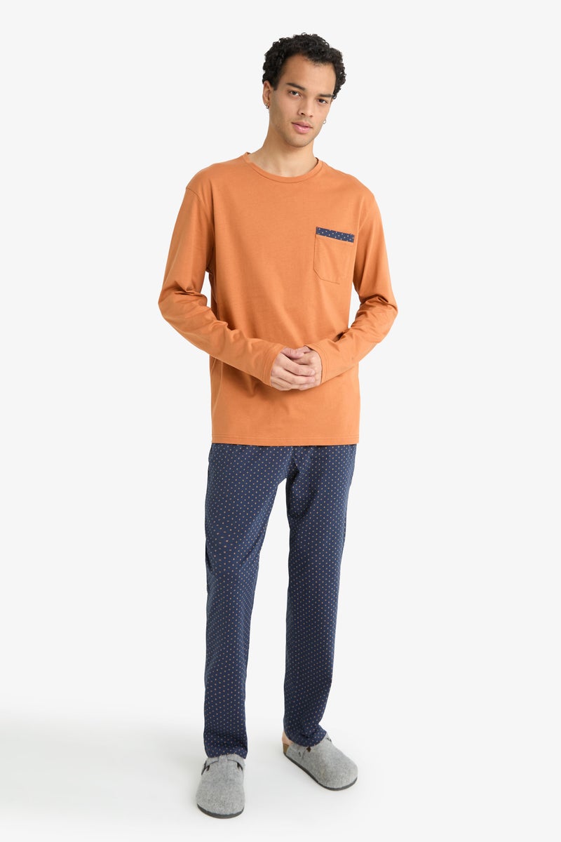 DeFacto Blue Man 2 piece Regular Fit Printed Set Casual - Image 1