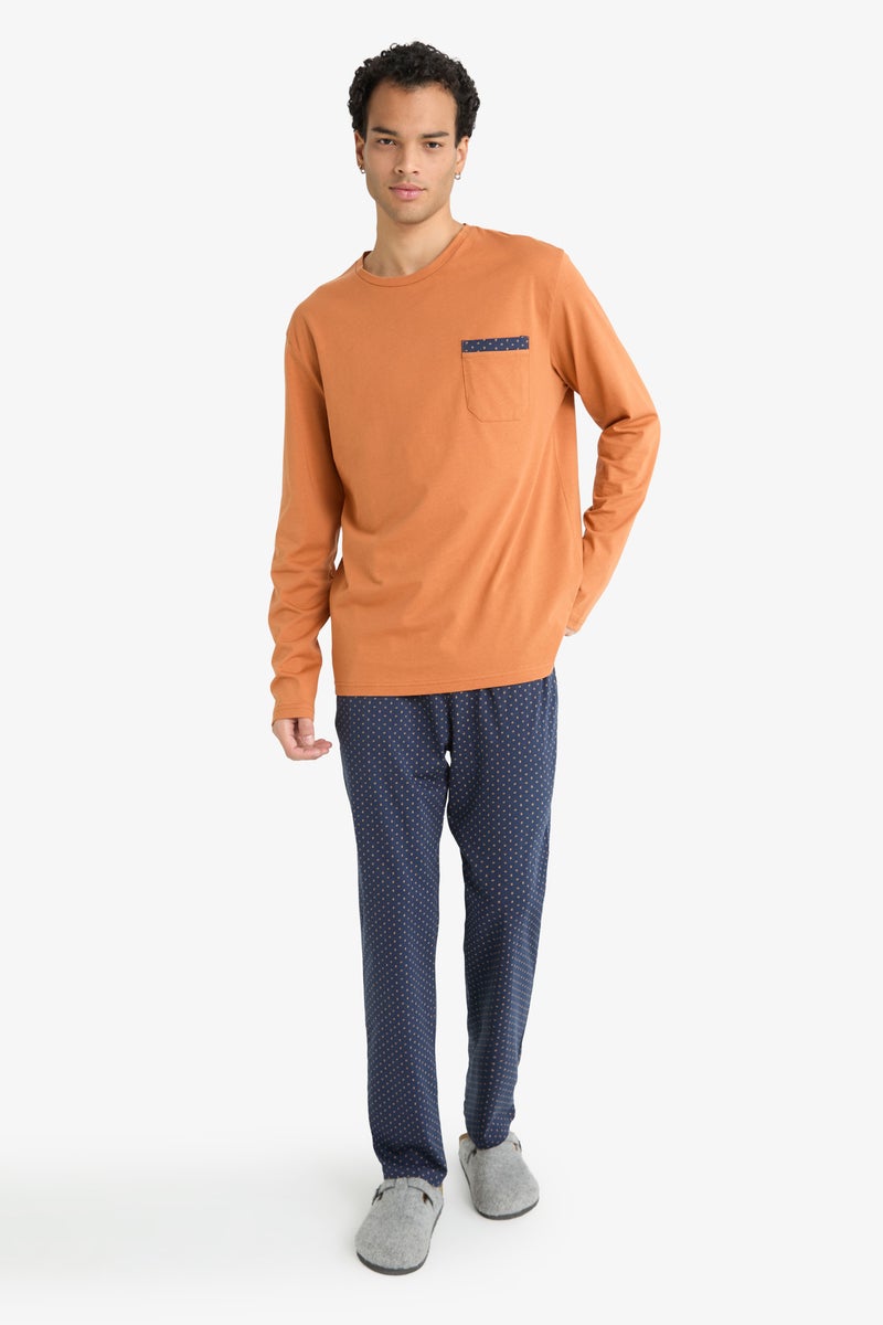 DeFacto Blue Man 2 piece Regular Fit Printed Set Casual - Image 2