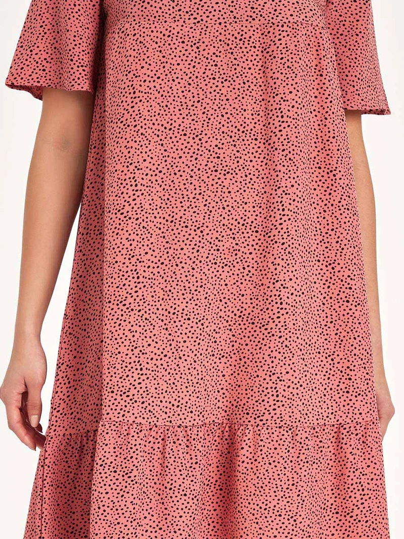 Styli Short Sleeves Animal Print A-Line Knee Length Dress