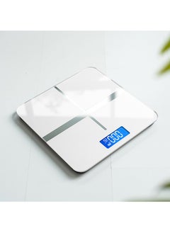 MileMelo Digital Bathroom Weighing Scale with LCD Panel & Thick Tempered Glass, Electronic Weight Machine for Human Body 180kg White/Silver  - Image 2