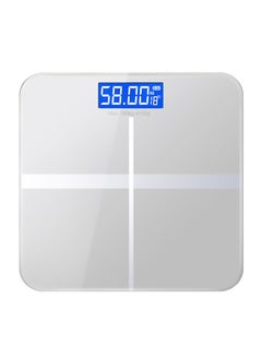 MileMelo Digital Bathroom Weighing Scale with LCD Panel & Thick Tempered Glass, Electronic Weight Machine for Human Body 180kg White/Silver  - Image 1