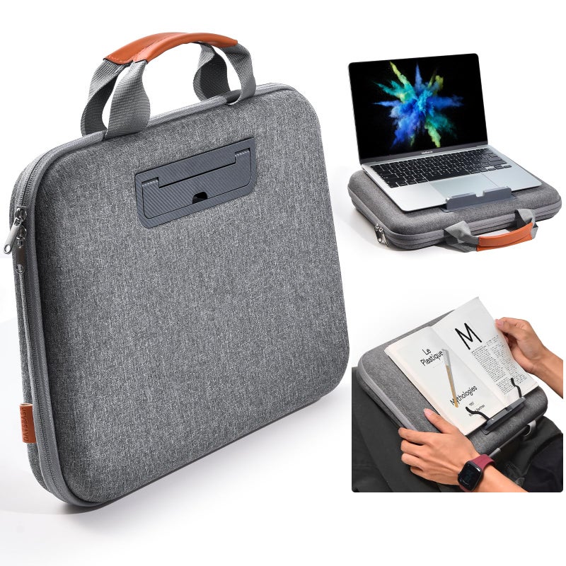 Nauttxon Hard Laptop Case 14 Inch for HP Dell Lenovo ASUS Acer - 2 in 1 Laptop Sleeve & Lap Desk with Stopper and Book Clip - Shockproof Waterproof 15.3 MacBook Air M4 M3 Case - Gray - Image 1