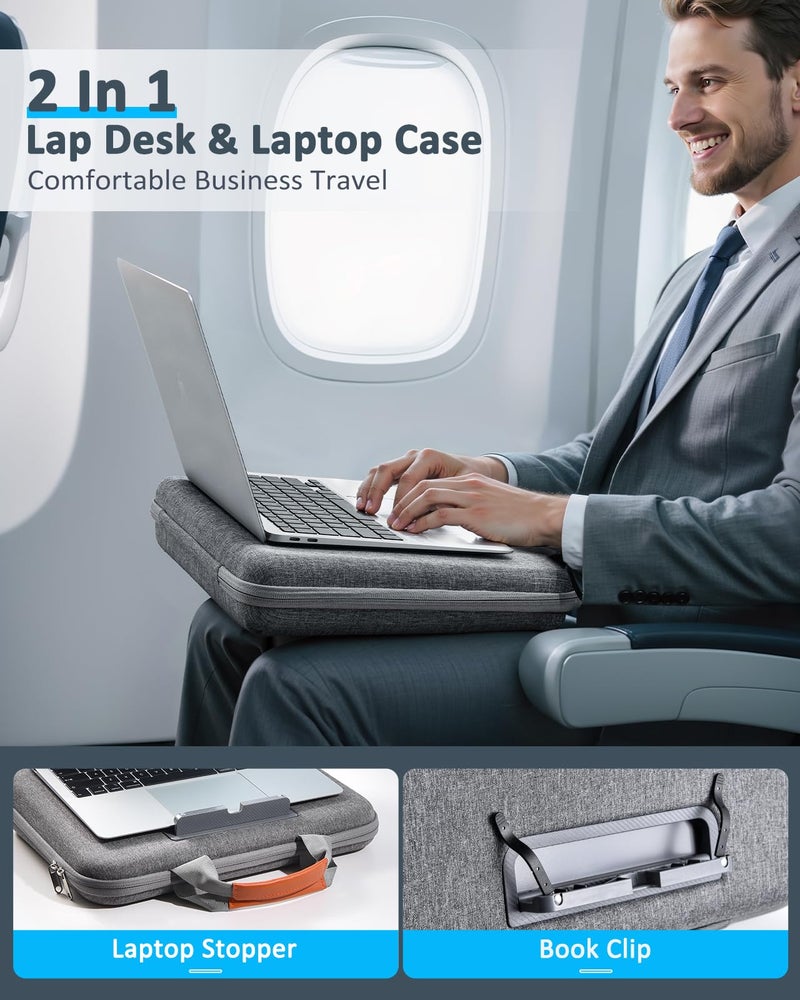 Nauttxon Hard Laptop Case 14 Inch for HP Dell Lenovo ASUS Acer - 2 in 1 Laptop Sleeve & Lap Desk with Stopper and Book Clip - Shockproof Waterproof 15.3 MacBook Air M4 M3 Case - Gray - Image 2