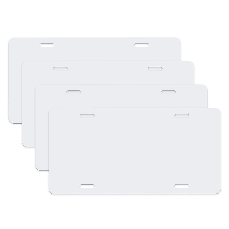 nomiou 4PCS Blank Metal Automotive License Plate Plates Tag for Custom Design Work (White) - Image 1
