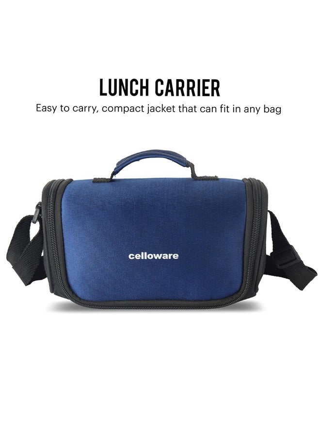 Cello - CELLO Swag Lunch Box with Inner Steel Set of 3 with Bag (Capacities - 355mlx 2 + 570ml x 1), Blue | Tiffin Box with Jacket | Leakproof | Easy to Carry | Ideal for Office, School, College - Image 1