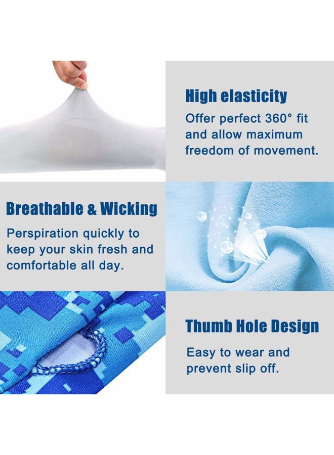 Bacophy 3 Pairs Arm Sleeves with Thumb Holes Women Men UV Protection Cooling, UPF 50 Compression Long Arm Cover, 3 Pairs Blue+pink+purple, One Size Fit - Image 4