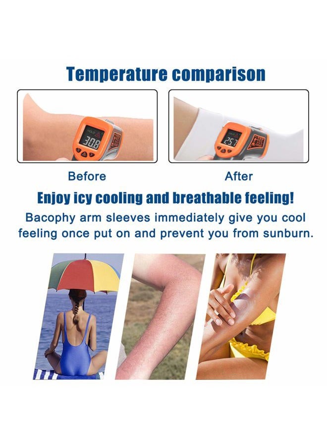 Bacophy 3 Pairs Arm Sleeves with Thumb Holes Women Men UV Protection Cooling, UPF 50 Compression Long Arm Cover, 3 Pairs Blue+pink+purple, One Size Fit - Image 3