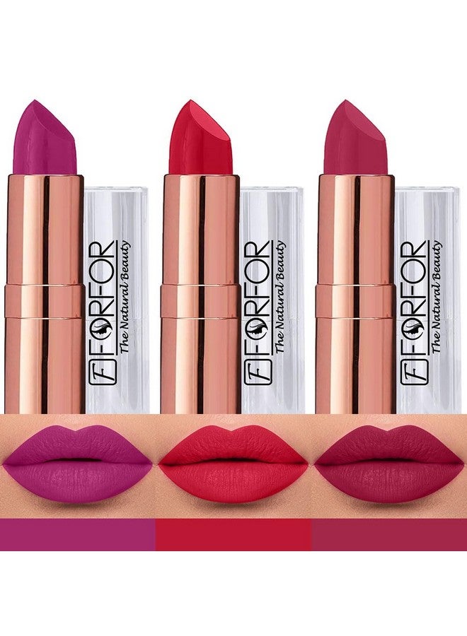 FORFOR Antique Velvet Matte Texture Smooth Finish Lipstick Gift set combo pack 3 for Women Enriched Shea Butter, Vitamin- E & Jojoba oil - Image 1