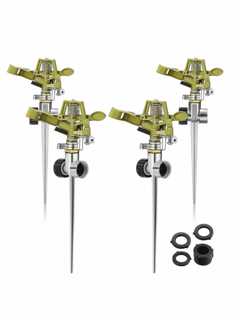 Captaintech 360 Degree Automatic Rotating Lawn Sprinkler Set, Zinc Alloy Pulsating Sprinklers for Garden, 1/2 Inch Connection, Pack of 4 - Image 1