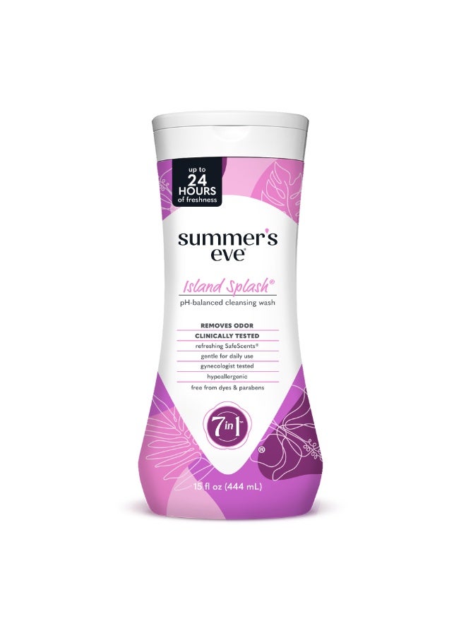 Summer's Eve Summer’s Eve 7-in-1™ pH-Balanced Cleansing Wash – Island Splash, 15 fl oz Gentle Daily Feminine Wash | Removes Odor-Causing Bacteria | Fresh, Clean & Balanced - Image 1