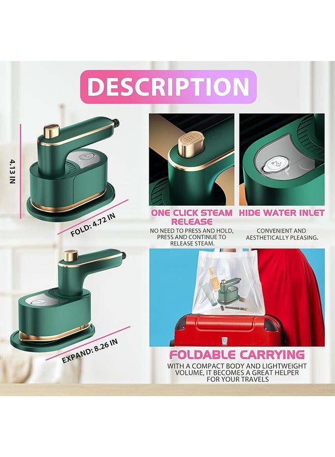 Foldable Mini Steam Iron, Rapid Heating, Portable Handheld with Dry And Wet Ironing for Travel and Home Use(Green)  - Image 2