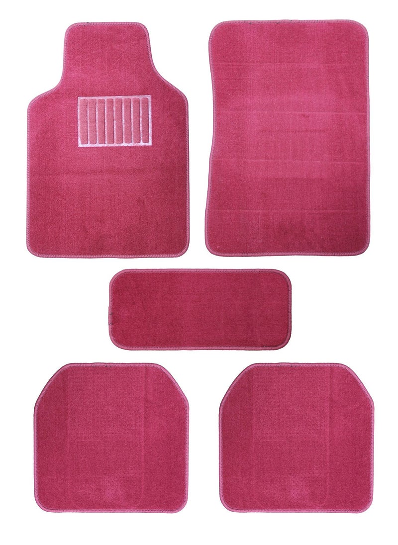 CAR MART - Universal Car Mats Set 5 Pieces Maroon Color - Image 1