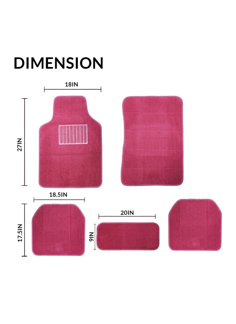 CAR MART - Universal Car Mats Set 5 Pieces Maroon Color - Image 1
