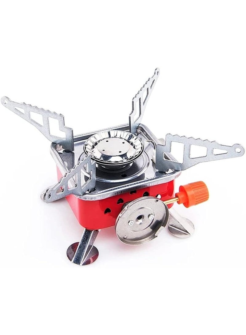 سناجل موقد تخييم محمول قابل للطي، موقد غاز البوتان خفيف الوزن بقوة 2800 وات بتصميم مقاوم للرياح وإشعال إلكتروني، موقد صغير للتخييم في الهواء الطلق مع حقيبة تخزين للمشي لمسافات طويلة والصيد والطهي - Image 1