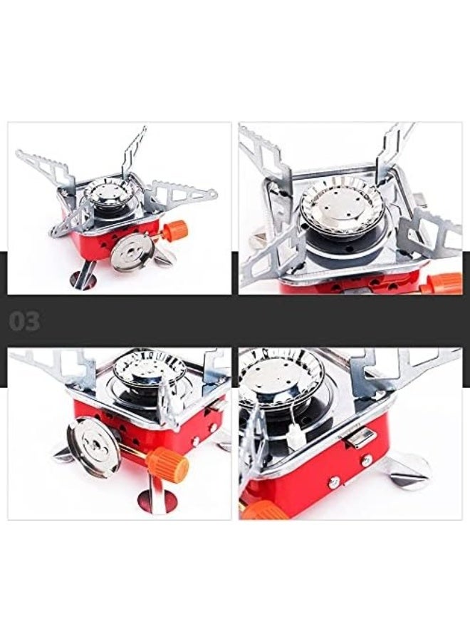 سناجل موقد تخييم محمول قابل للطي، موقد غاز البوتان خفيف الوزن بقوة 2800 وات بتصميم مقاوم للرياح وإشعال إلكتروني، موقد صغير للتخييم في الهواء الطلق مع حقيبة تخزين للمشي لمسافات طويلة والصيد والطهي - Image 3